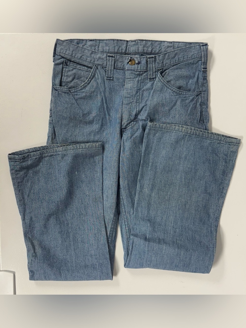 Vintage Lee 70s Denim Bootcut Light Jeans Deadstock Made USA Talon 42 Rare 32x30